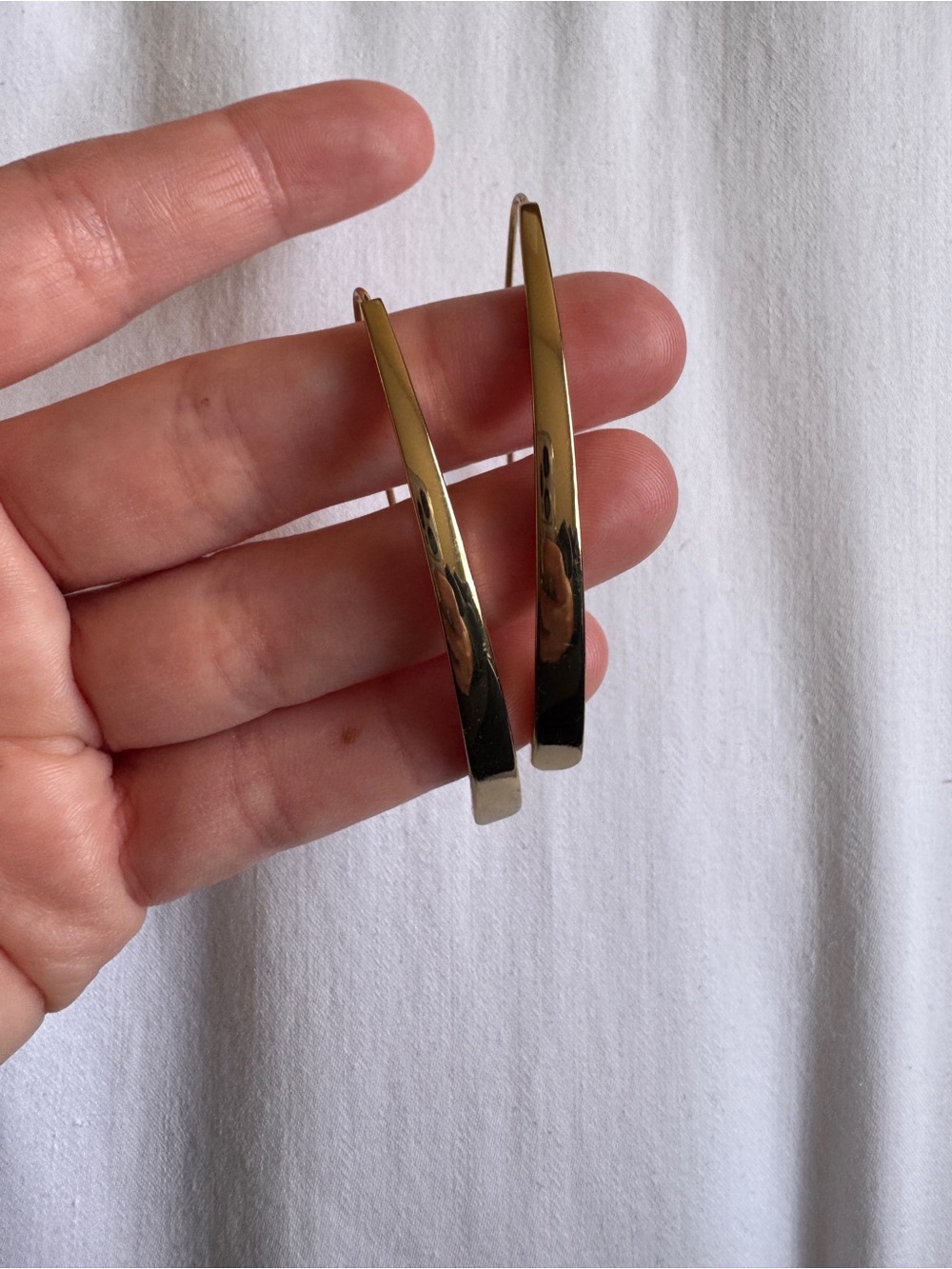 Polished Gold-Tone Curved Hoop Earrings